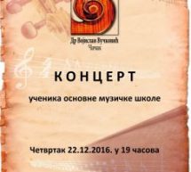 У ЧЕТВРТАК КОНЦЕРТ УЧЕНИКА ОСНОВНЕ МУЗИЧКЕ ШКОЛЕ